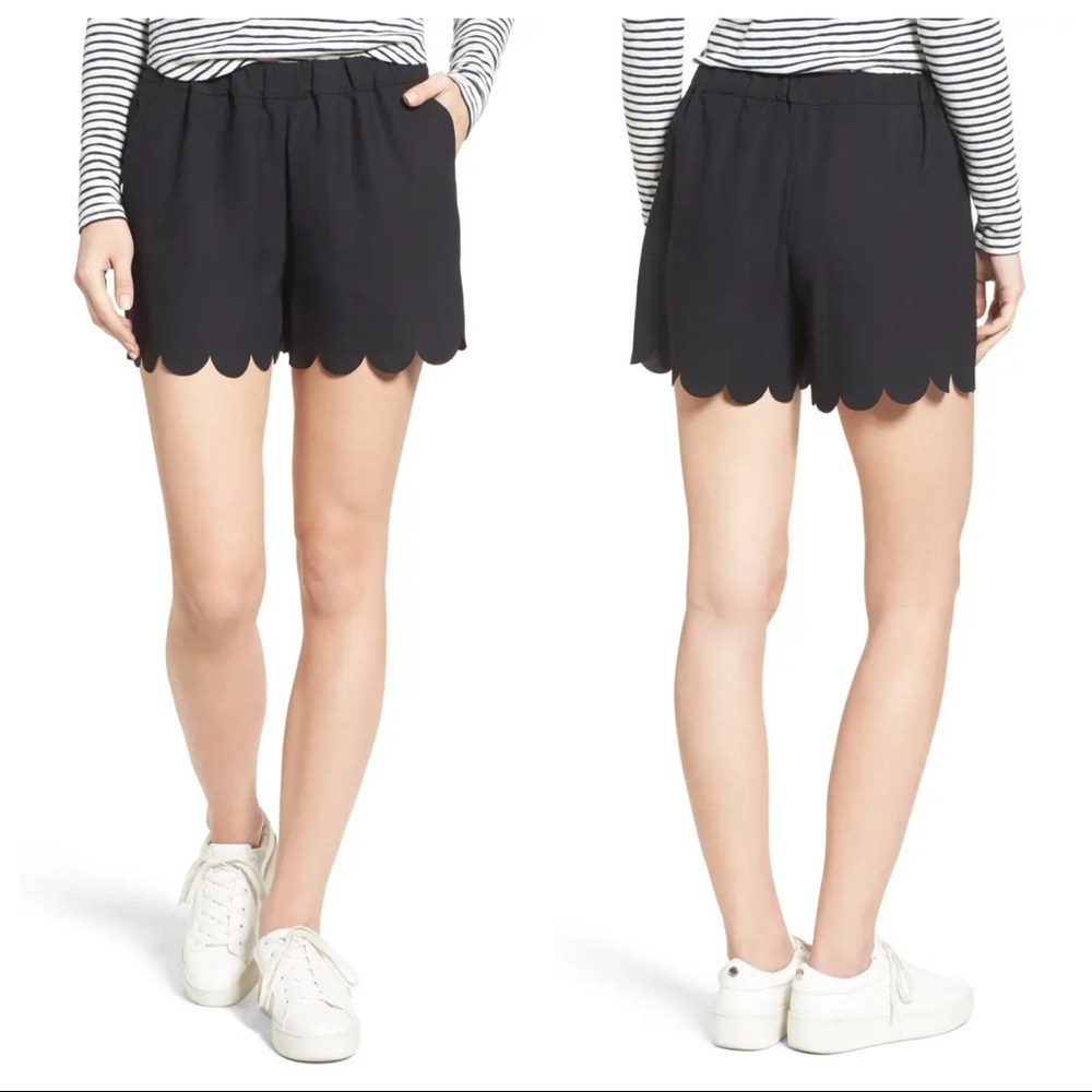 MADEWELL Black Scallop Hem HR Pull On Shorts XS